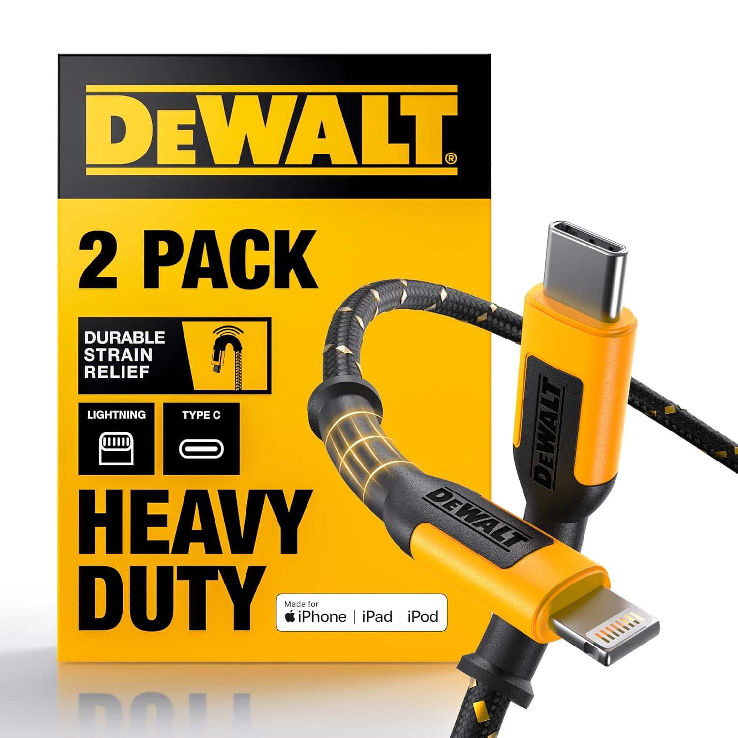 Foto 2 pulgar | Cable Lightning A Usb Dewalt, Trenzado Reforzado, 1,8 M - Venta Internacional.