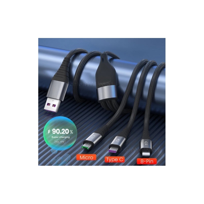 Foto 2 pulgar | Cable Fast Lightning, Micro Usb, Usb C40 W, 5 A C, Compatible - Venta Internacional.