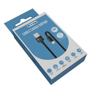 Foto 4 | Cable Trenzado De Carga Rápida Usb A A Lightning 2m Negro D-bugg