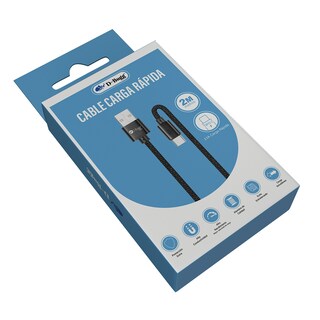 Foto 4 | Cable Trenzado De Carga Rápida Usb A A Tipo C 2m Negro D-bugg
