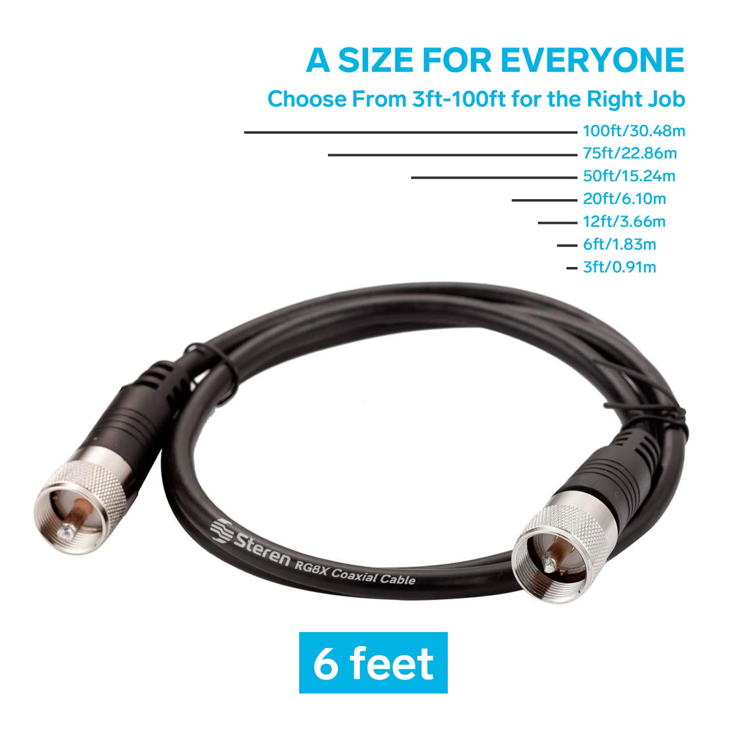 Foto 4 pulgar | Cable Coaxial Steren Rg8x De 1,8 M Con Conectores Uhf Pl259 - Venta Internacional.
