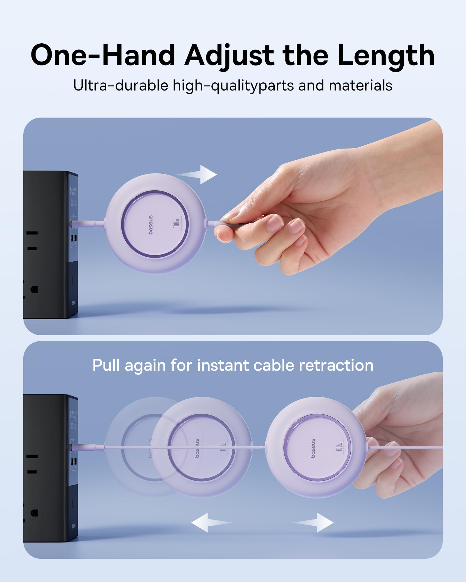 Foto 6 | Cable Usb C Baseus De 100 W Y 2 M De Carga Rápida Retráctil - Venta Internacional.