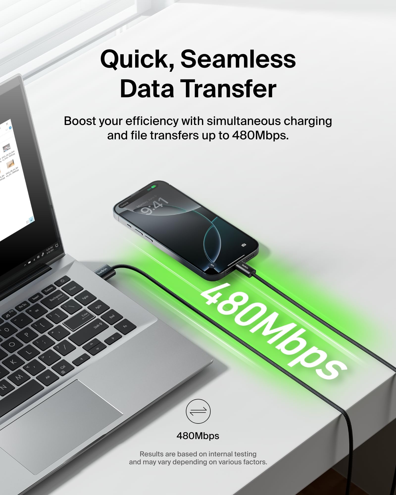 Foto 6 | Cable Usb-a A Usb-c Trenzado Belkin De 3 M Para Iphone Y Más - Venta Internacional.