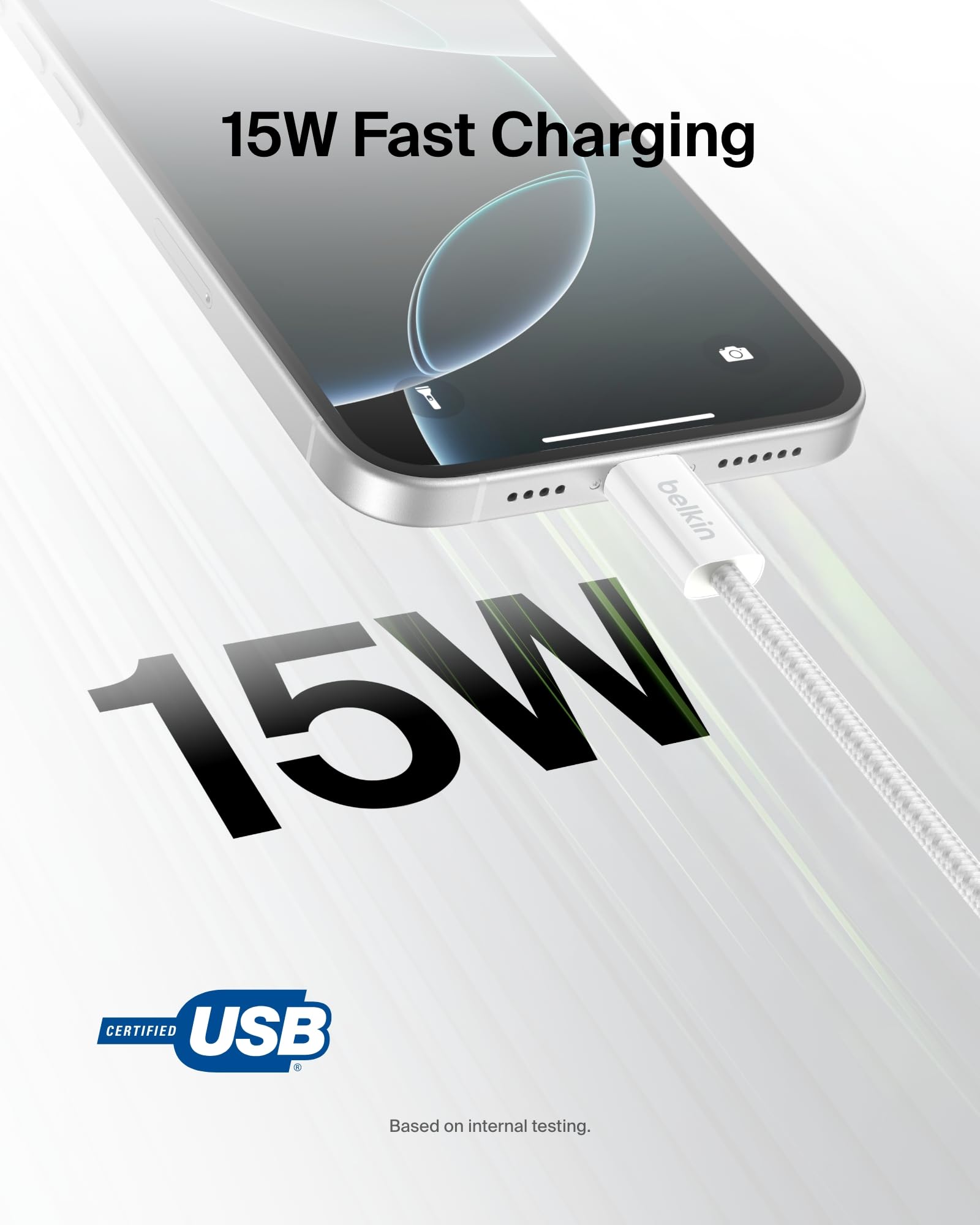 Foto 2 | Cable Usb-a A Usb-c Trenzado Belkin De 1 M, Blanco (paquete De 2) - Venta Internacional.