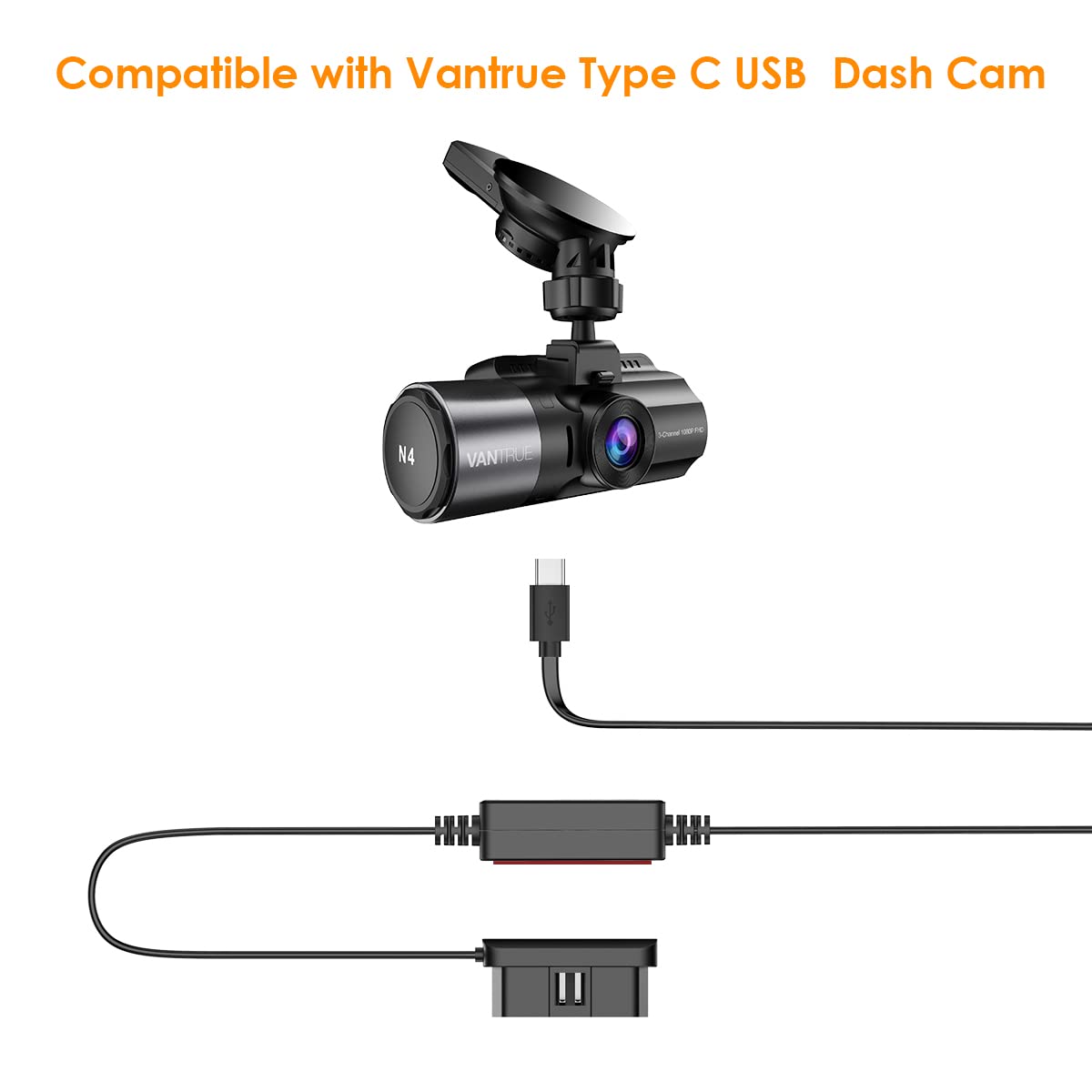 Foto 3 | Cable De Carga Vantrue Tipo C Usb Obd Hardwire De 3 M Para Dash Cams - Venta Internacional.