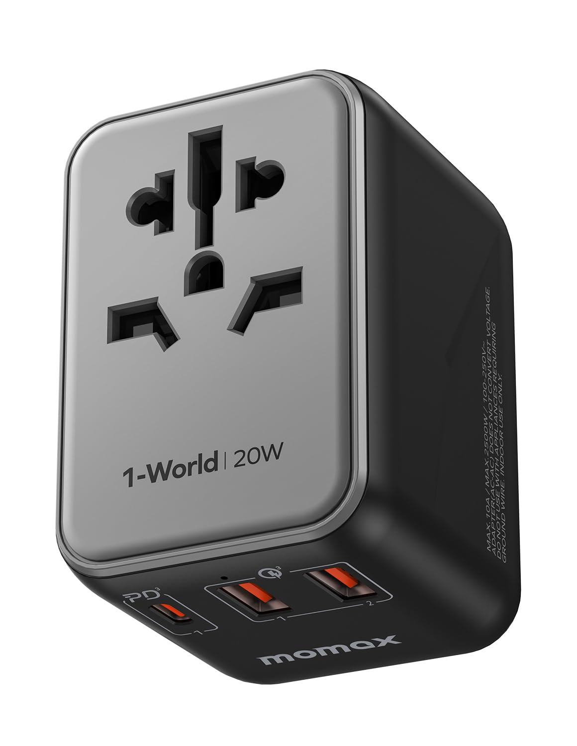 Foto 2 pulgar | Adaptador De Viaje Universal Momax, Cargador Rápido Gan De 20 W, 2 Usb - Venta Internacional.