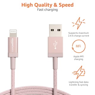 Foto 3 | Cable Cargador Amazon Basics Usb-a A Lightning, Paquete De 2 Unidades, 1,8 M - Venta Internacional.