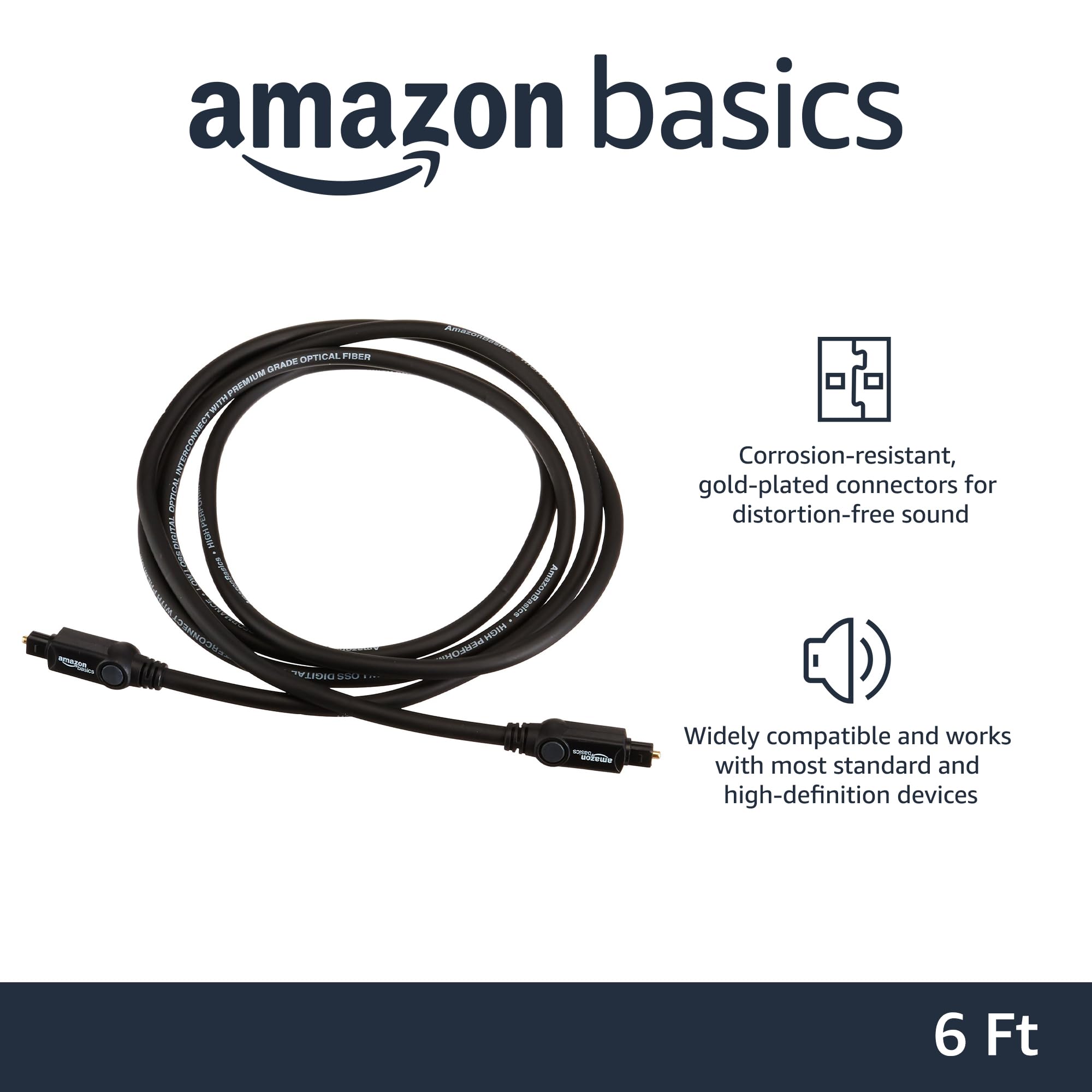 Foto 3 pulgar | Cable De Audio Óptico Digital Toslink Amazon Basics De 1,8 M, Negro - Venta Internacional.