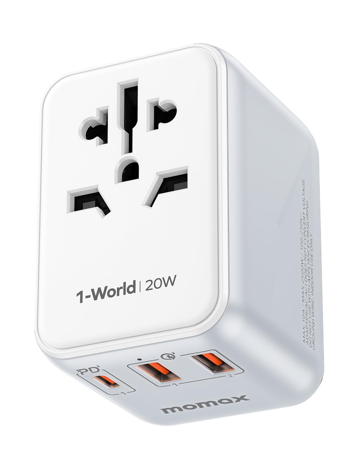 Foto 2 pulgar | Adaptador De Viaje Universal Momax, Cargador Rápido Gan De 20 W, 2 Usb - Venta Internacional.