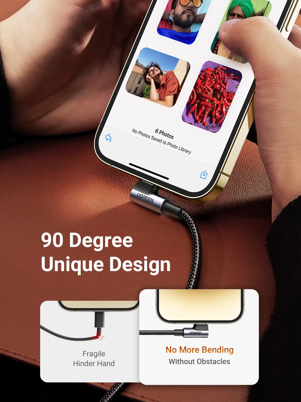Foto 5 pulgar | Cable Lightning Ugreen Usb C De 90 Grados A Lightning De 1,8 M - Venta Internacional.