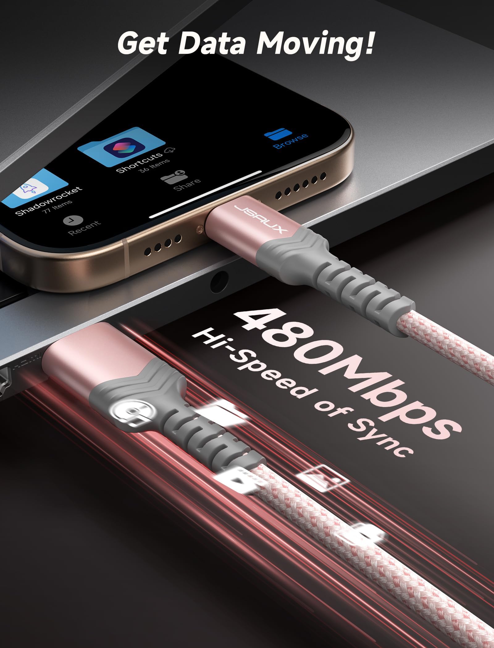 Foto 7 | Cable Usb C Jsaux 3.1 A De Carga Rápida, Paquete De 3 (3.3 Pies+2 M+3 M) - Venta Internacional.