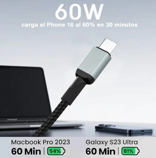 Foto 2 | Cable Xtellar Tipo C A Tipo C 60w Carga Rapida Cable 2m Reforzado