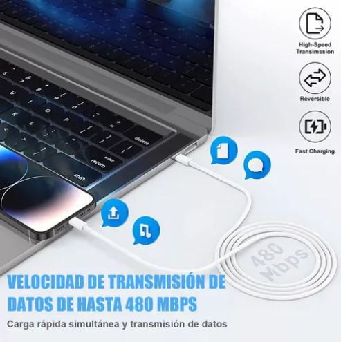 Foto 3 pulgar | Cable USB-C a USB-C Xtellar Carga Rápida 2 Piezas