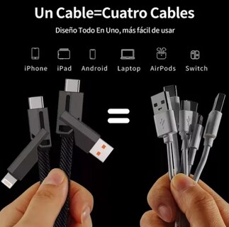 Foto 4 | 100w Xtellar Cable Usb 4en1 Cable De Carga Rápida Qc 5.0 Datos 1.5m