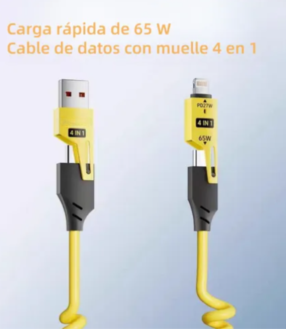 Foto 4 | 2pc Xtellar Cable De Datos Usb 4 En 1 Auto/car Play Uso Rudo Resorte