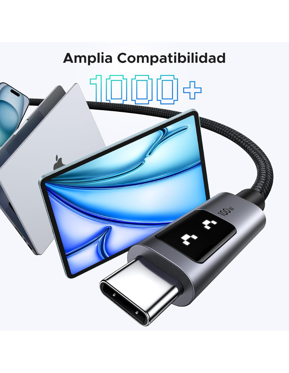 Foto 5 pulgar | Cable Tipo C A Tipo C Ugreen Uno 100w 2m Con Pantalla Led