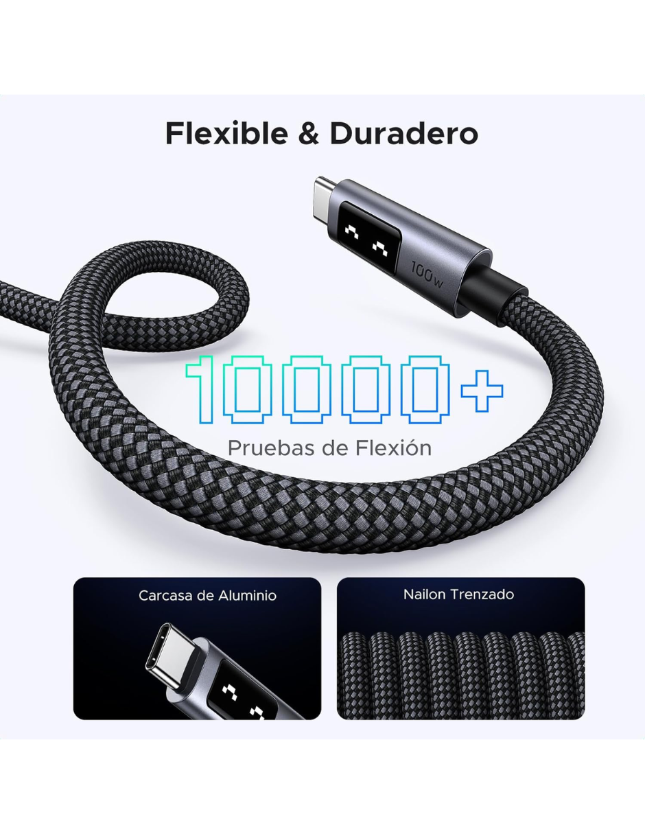 Foto 8 pulgar | Cable Tipo C A Tipo C Ugreen Uno 100w 2m Con Pantalla Led