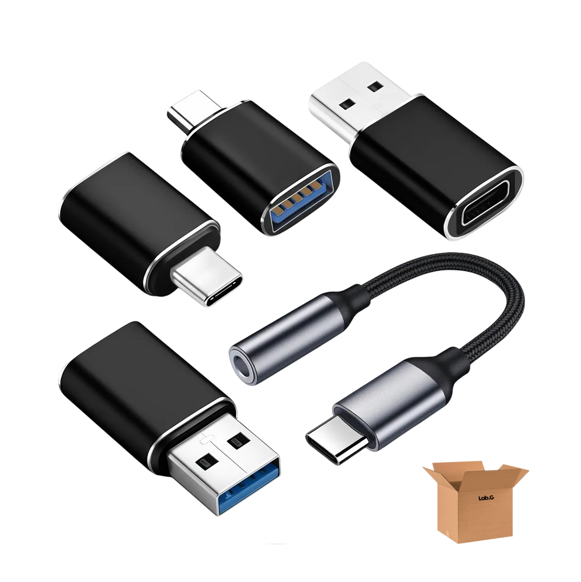 Foto 1 | 5 Piezas Usb Cable Tipo C  Lab.g Adaptador Otg Usb Tipo C A Usb 3.0 Negro