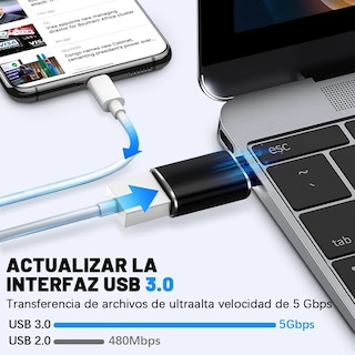 Foto 2 | 5 Piezas Usb Cable Tipo C Lab.g Adaptador Otg Usb Tipo C A Usb 3.0 Negro