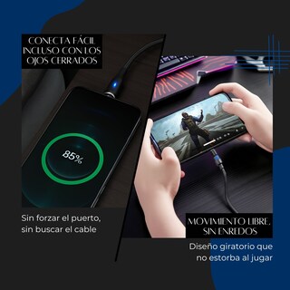 Foto 3 | Cable Cargador Magnético 3 En 1 Usb-c / Micro Usb / Lightning 1 Metro 2.4a Con Giro 540° – Compatible Con Android