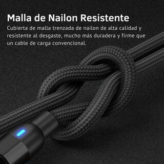 Foto 6 | Cable Cargador Magnético 3 En 1 Usb-c / Micro Usb / Lightning 1 Metro 2.4a Con Giro 540° – Compatible Con Android