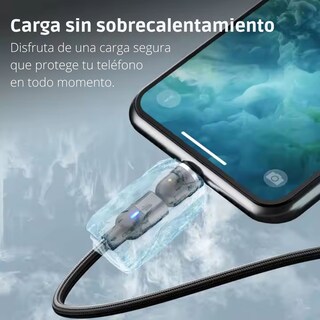 Foto 8 | Cable Cargador Magnético 3 En 1 Usb-c / Micro Usb / Lightning 1 Metro 2.4a Con Giro 540° – Compatible Con Android