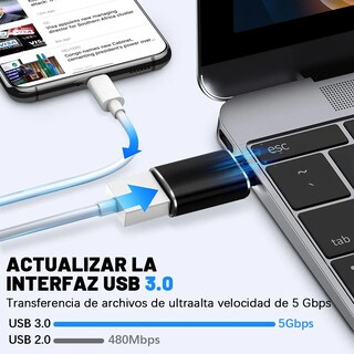 Foto 2 | 5 Piezas Usb Cable Tipo C Belug Adaptador Otg Usb Tipo C A Usb 3.0 Negro