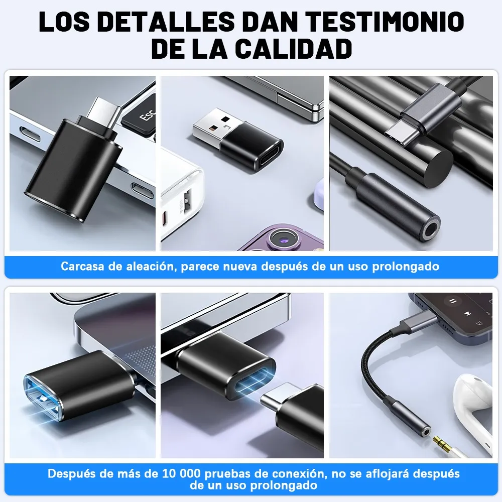 Foto 4 pulgar | 5 Piezas Usb Cable Tipo C  Belug Adaptador Otg Usb Tipo C A Usb 3.0 Negro