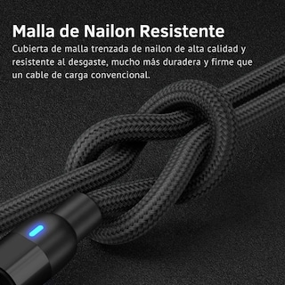 Foto 7 | Cable Cargador Magnético 3 En 1 Usb-c / Micro Usb / Lightning 1 Metro 2.4a Con Giro 540° – Compatible Con Android