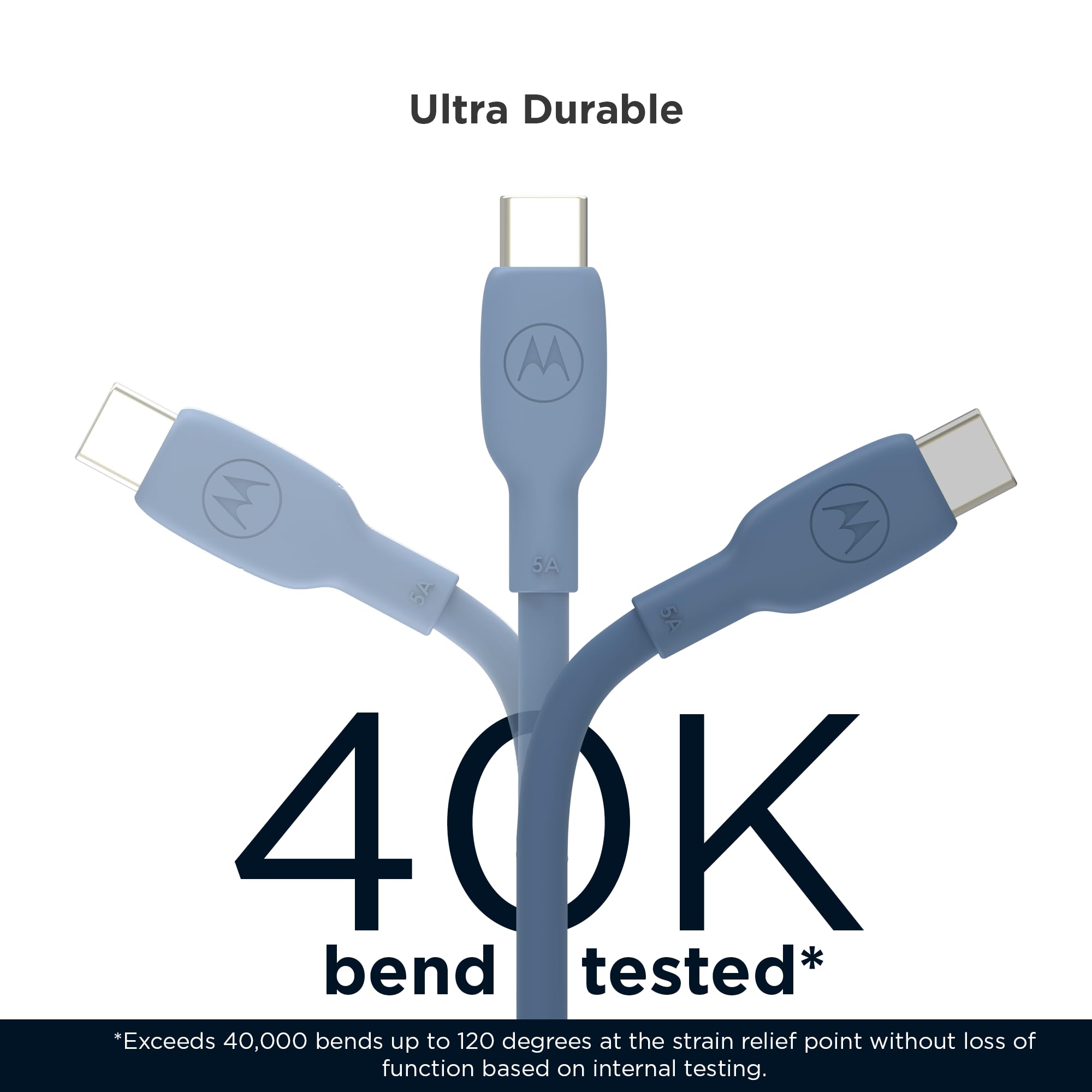 Foto 3 | Cable Motorola Turbopower Silicone 5a Azul Usb-c A C 100w - Venta Internacional.