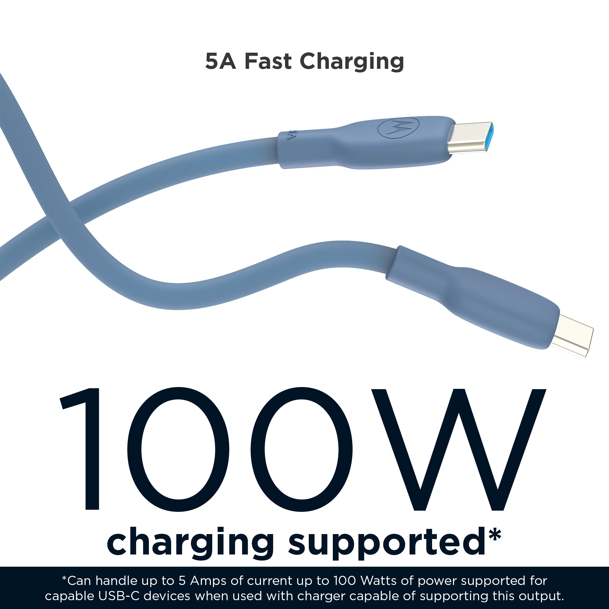 Foto 6 pulgar | Cable Motorola Turbopower Silicone 5a Azul Usb-c A C 100w - Venta Internacional.