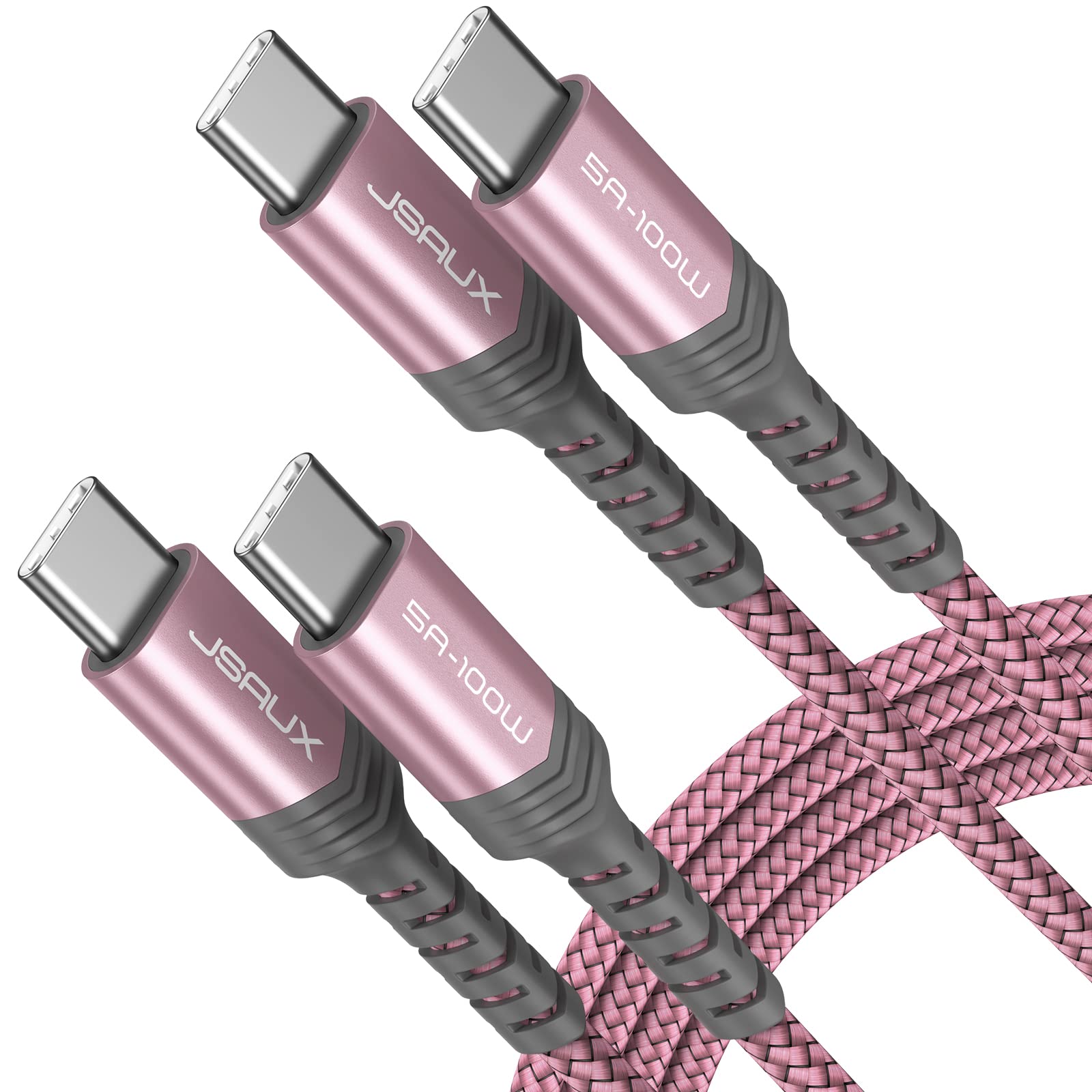 Foto 2 pulgar | Cable Usb C A Usb C Jsaux  100 W  5 A  Carga Rápida  Paquete De 2 M  Rosa - Venta Internacional.