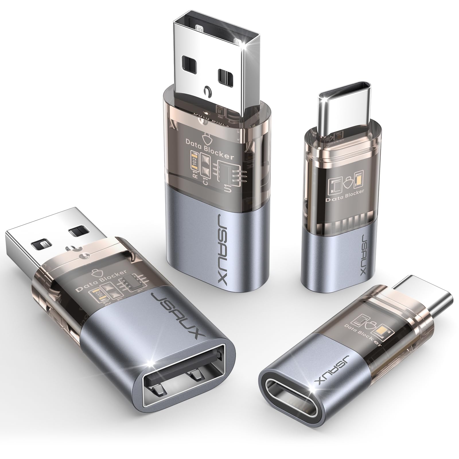 Foto 2 pulgar | Bloqueador De Datos Usb Jsaux Usb C Y Usb A (paquete De 4) Carga Segura - Venta Internacional.