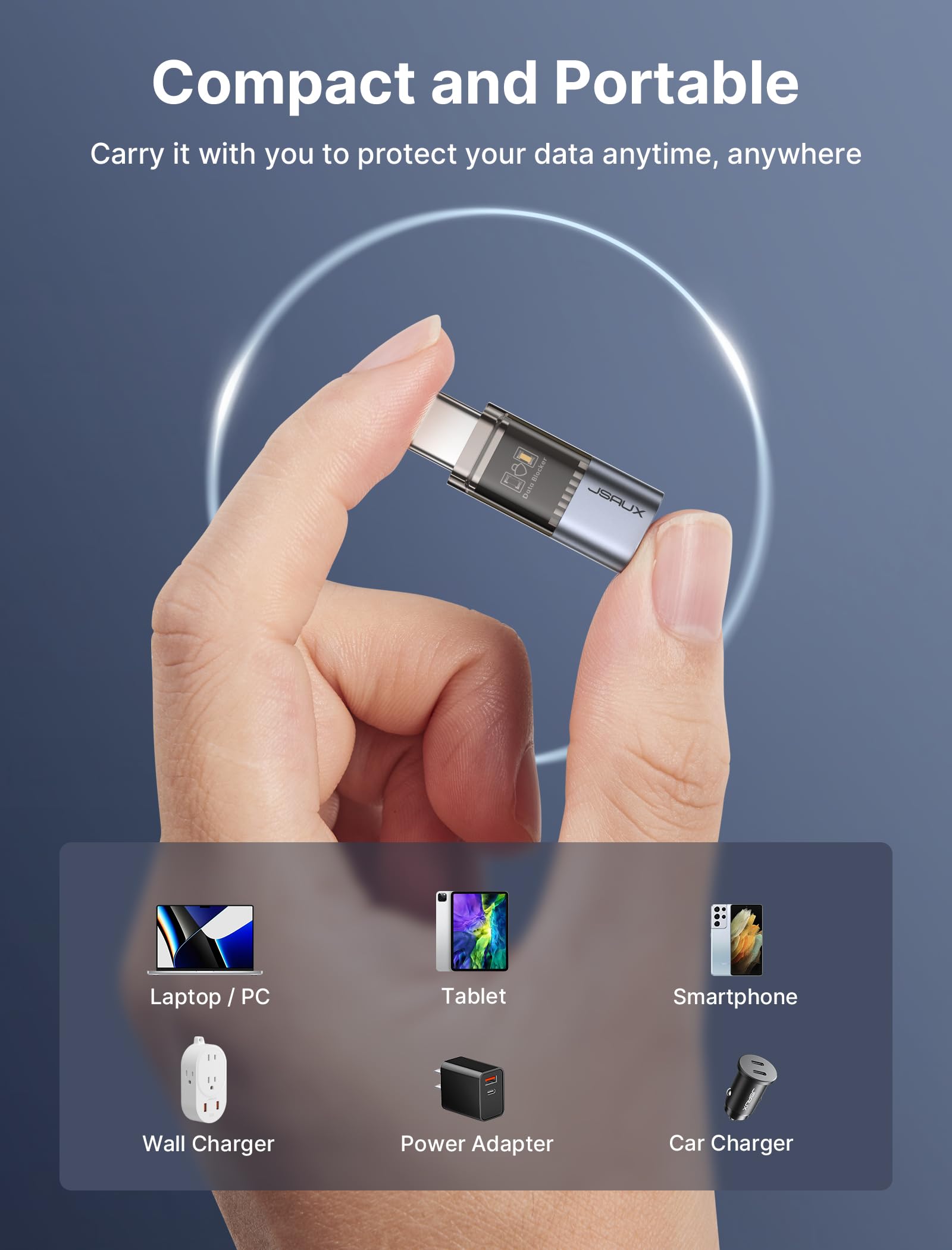 Foto 8 pulgar | Bloqueador De Datos Usb Jsaux Usb C Y Usb A (paquete De 4) Carga Segura - Venta Internacional.
