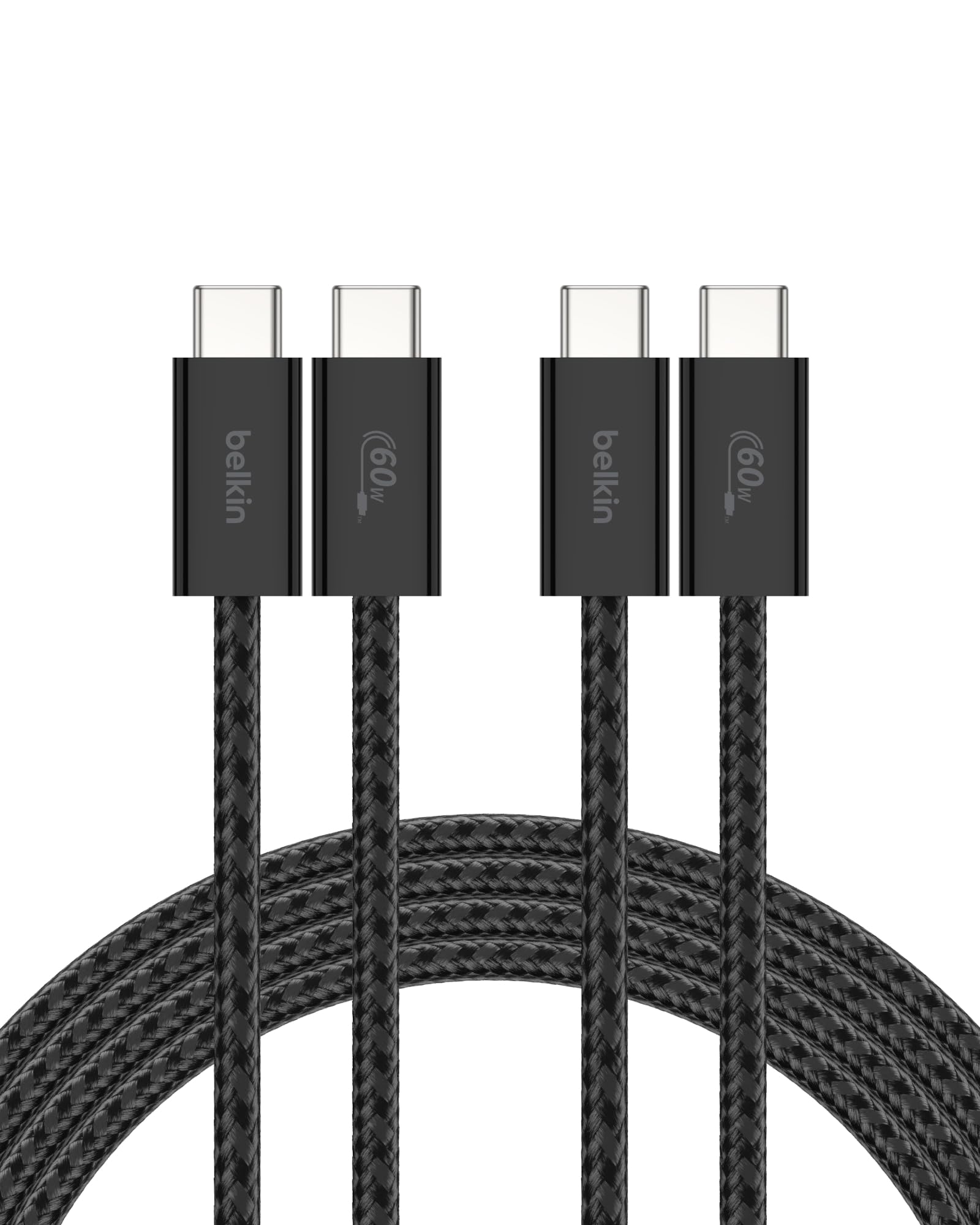 Cable Usb C A Usb C  Paquete De 2 Unidades De Belkin  2 M  60 W  Para Iphone 16  Color Negro - Venta Internacional. $643
