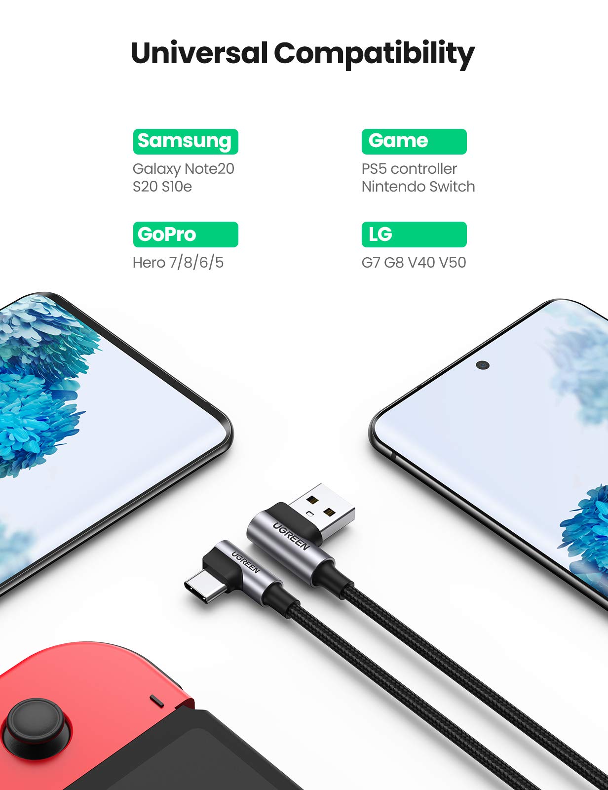 Foto 5 | Cable Usb A Usb C Ugreen De Carga Rápida De 90 Grados  3 M - Venta Internacional.