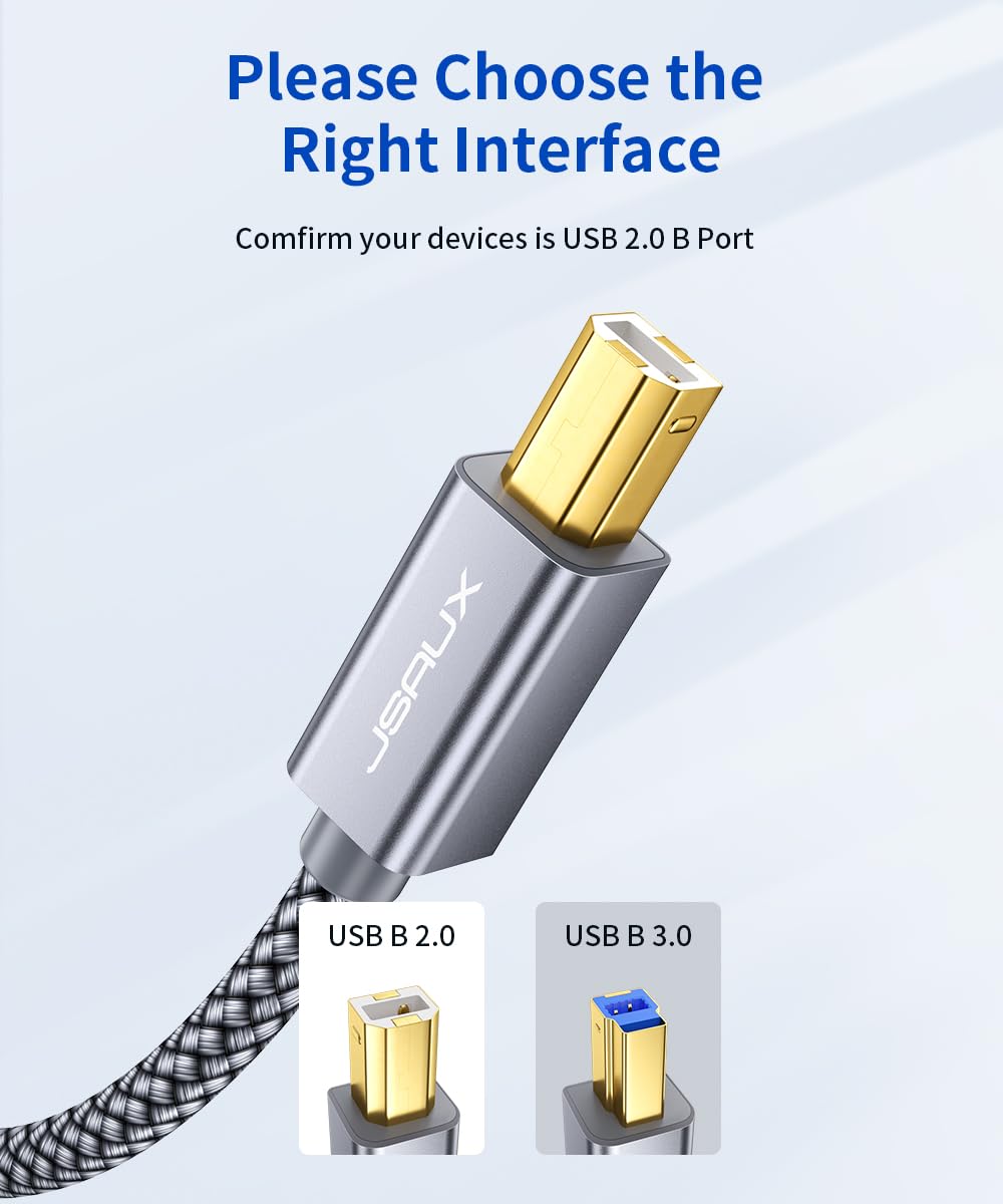 Foto 6 | Cable De Impresora Jsaux Usb 2.0 Tipo A Macho A B Macho De 15 Pies  Gris - Venta Internacional.