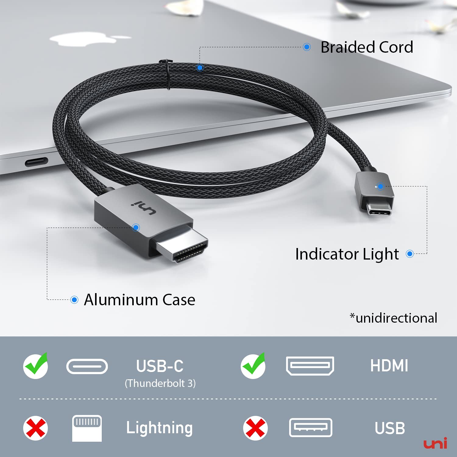 Foto 3 | Cable Usb C A Hdmi Para Macbook 4k @30hz  4 5 M  Thunderbolt 3/4 - Venta Internacional.