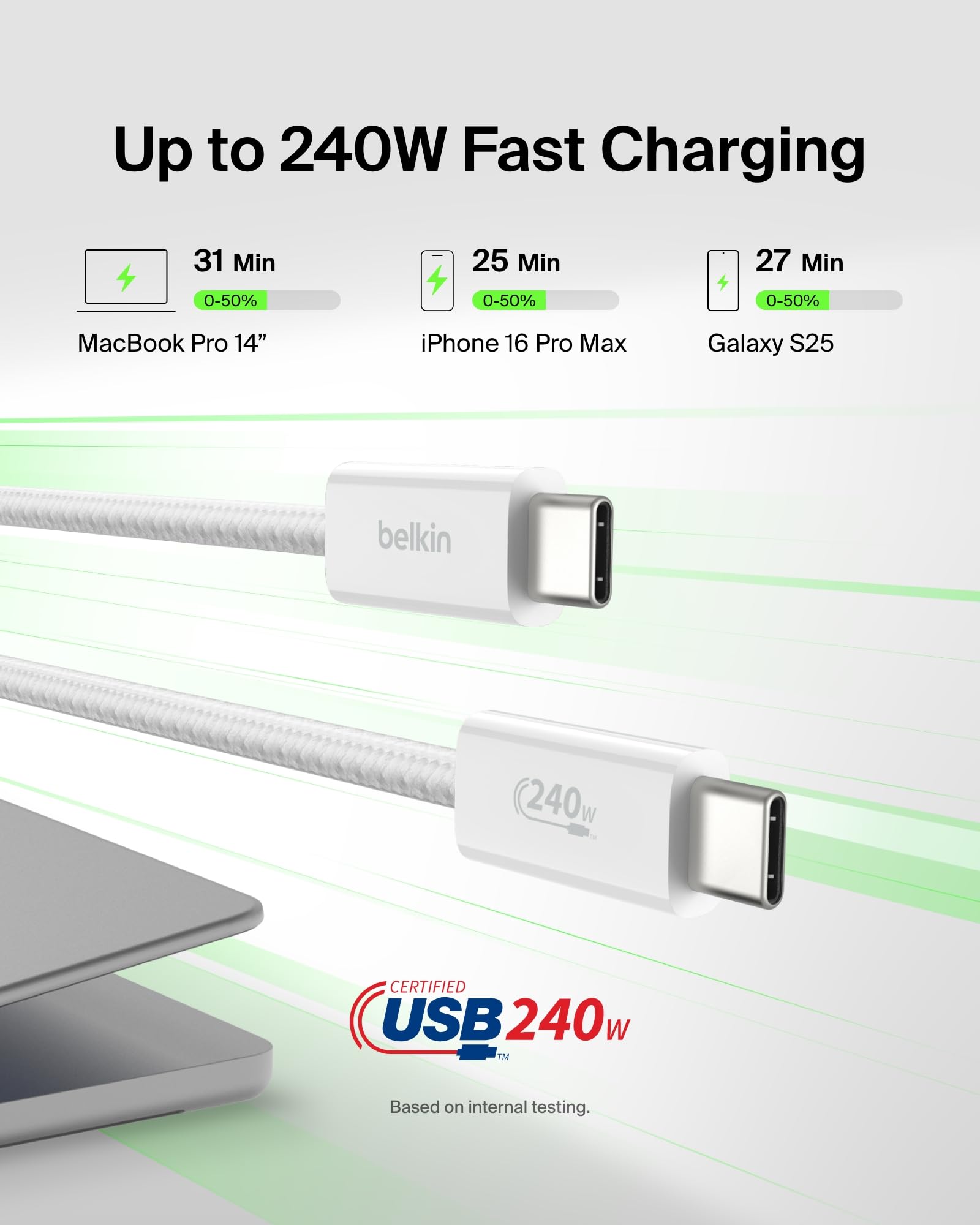 Foto 3 pulgar | Cable Usb C A Usb C Belkin De 9 9 Pies Y 240 W Para Iphone 16  Color Blanco - Venta Internacional.