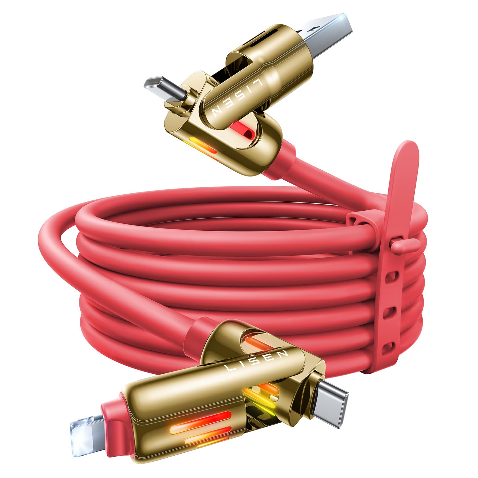 Foto 2 pulgar | Cable De Carga Lisen Chubby Usb C A Usb C 4 En 1 2 M Rojo De 240 W - Venta Internacional.