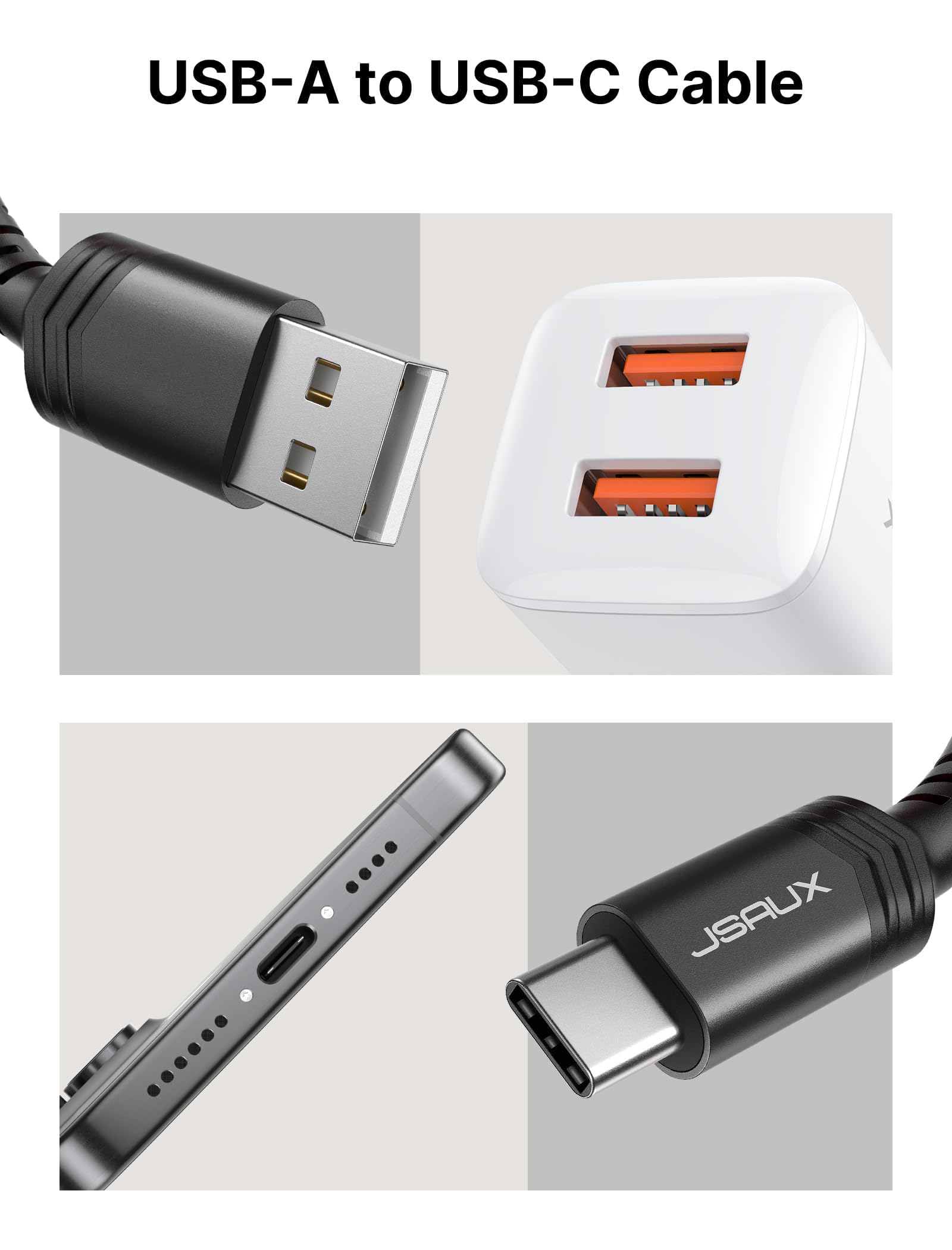 Foto 8 pulgar | Cable Usb C Jsaux 3.1 A De Carga Rápida  Paquete De 3 (3.3 Pies+2 M+1 M)  Negro - Venta Internacional.
