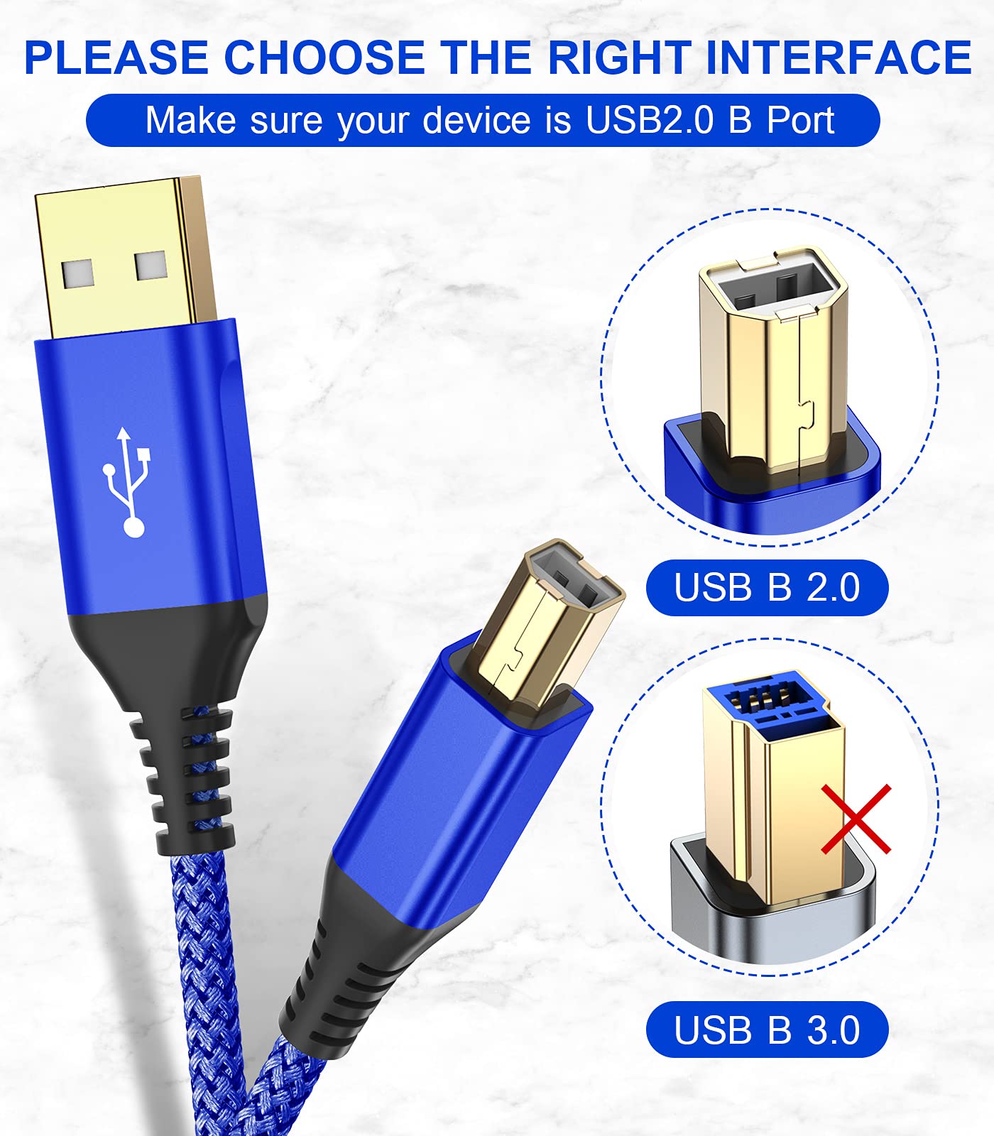 Foto 5 pulgar | Cable De Impresora Sweguard Usb 2.0 Tipo A Macho A B Macho De 3 M  Azul - Venta Internacional.