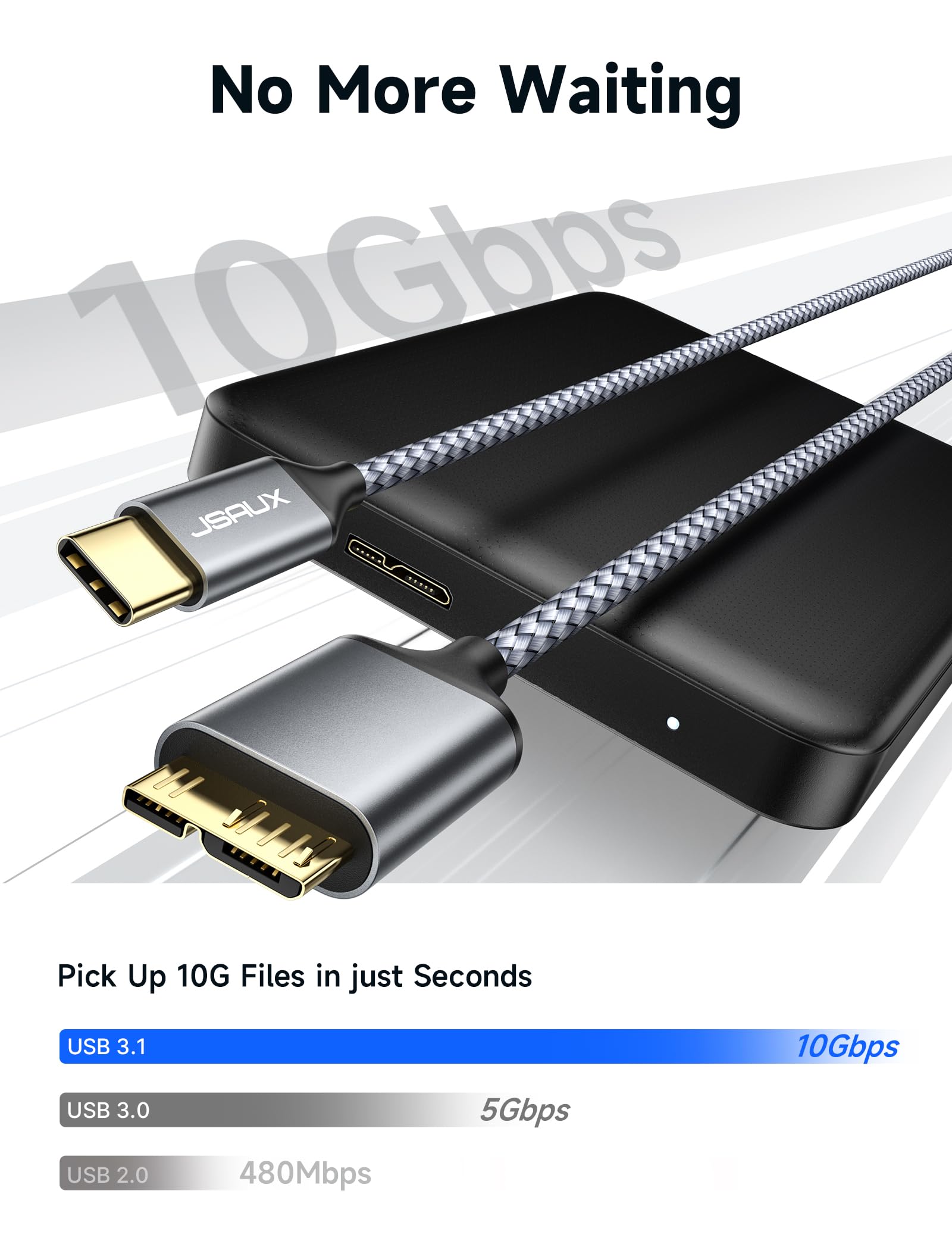 Foto 3 pulgar | Cable Usb C A Micro B Jsaux  Paquete De 2 (1 M+2 M) Para Disco Duro - Venta Internacional.