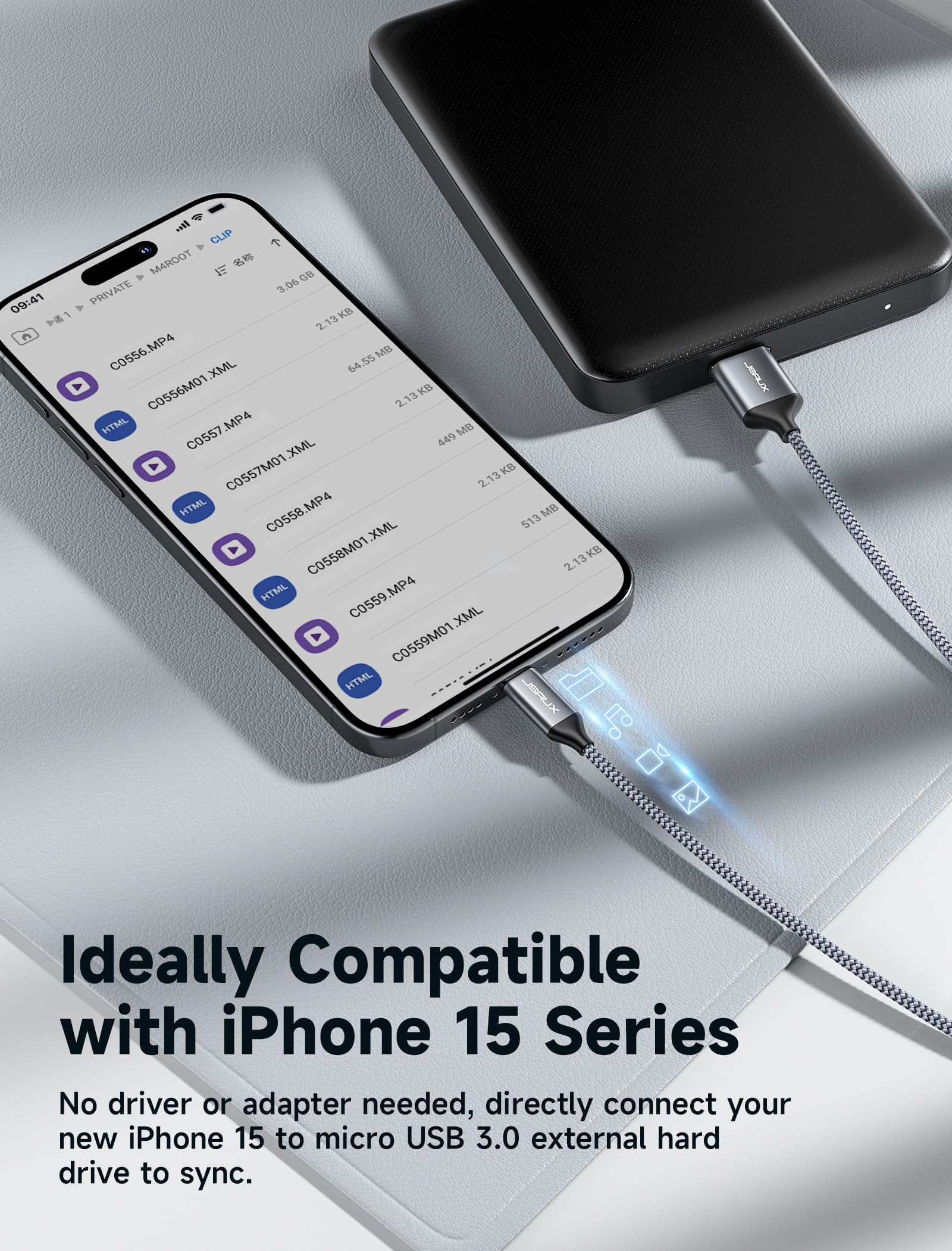 Foto 4 pulgar | Cable Usb C A Micro B Jsaux  Paquete De 2 (1 M+2 M) Para Disco Duro - Venta Internacional.