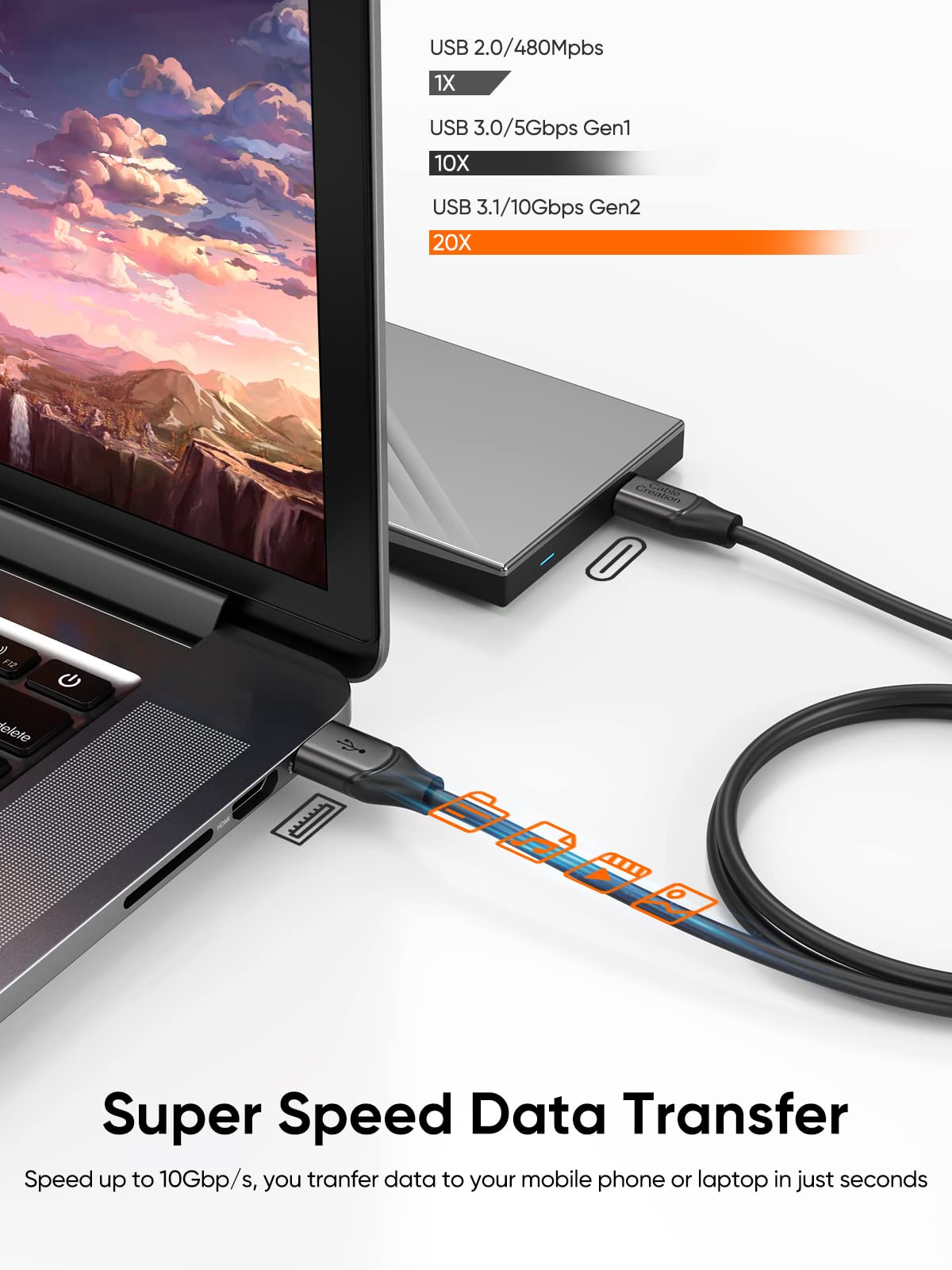Foto 3 | Cable Usb C A Usb A Cablecreation  1 5 M  Usb 3.2 Gen2  10 Gbps - Venta Internacional.