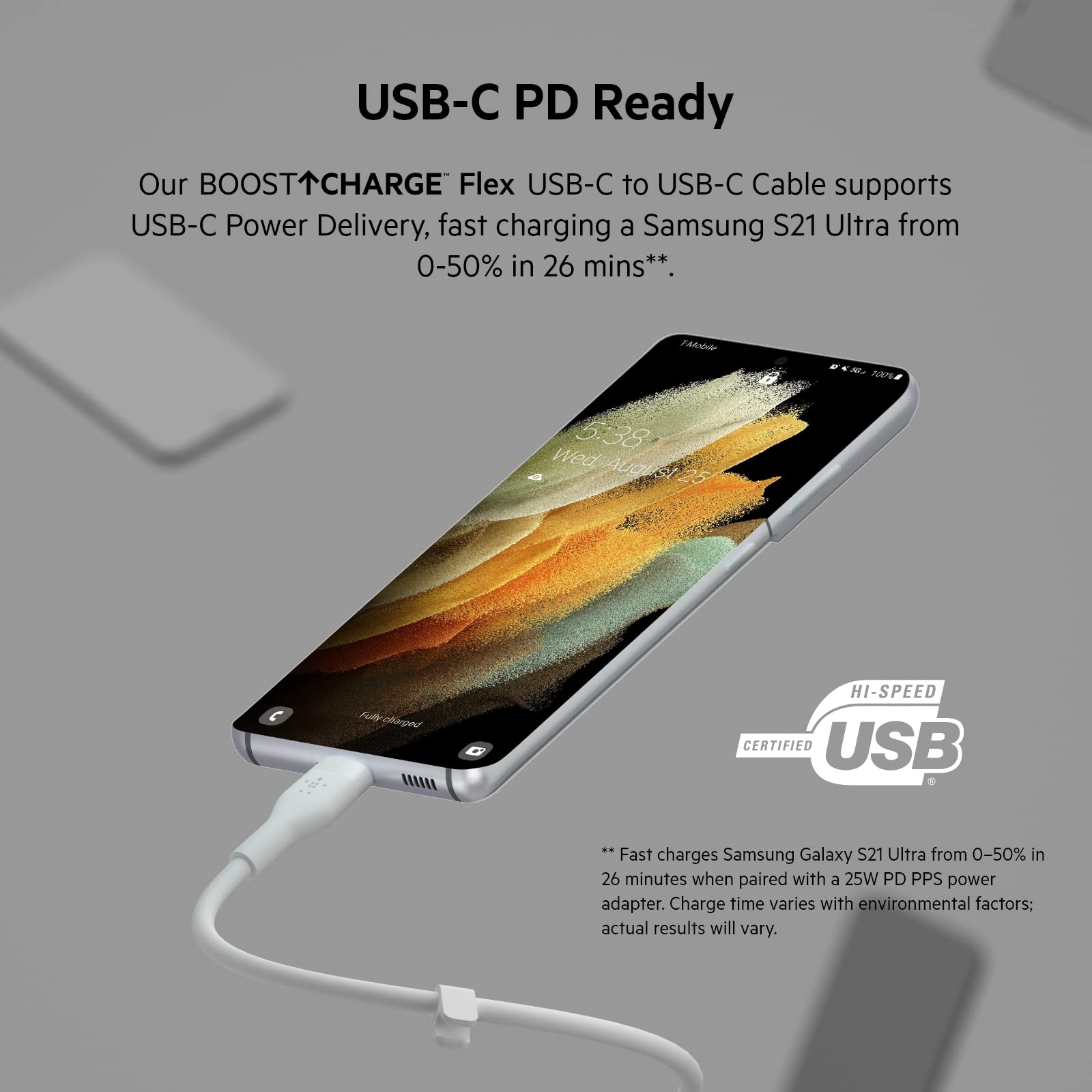 Foto 2 | Cable De Carga Belkin Boostcharge Flex Silicone Usb-c A Usb-c - Venta Internacional.