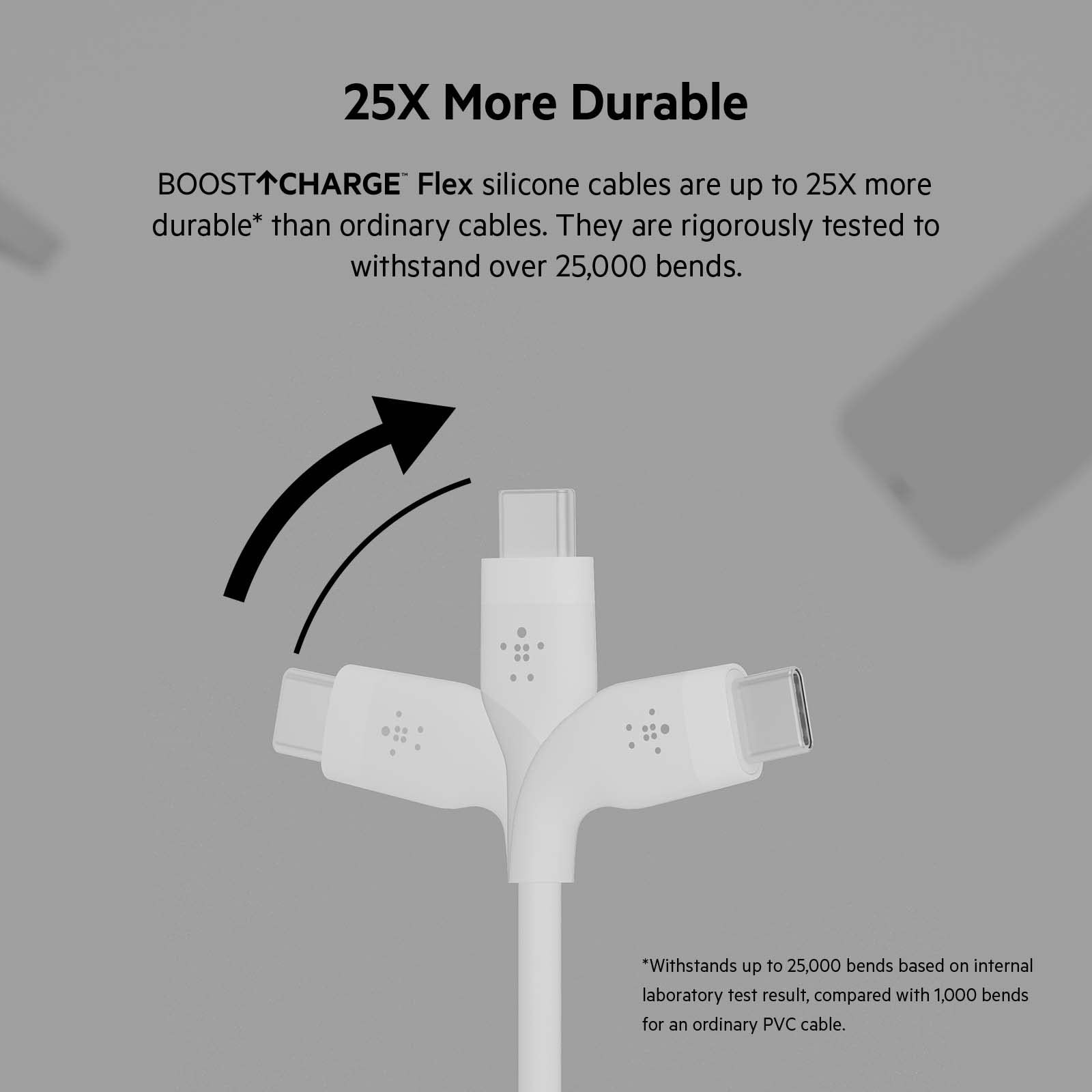 Foto 3 | Cable De Carga Belkin Boostcharge Flex Silicone Usb-c A Usb-c - Venta Internacional.
