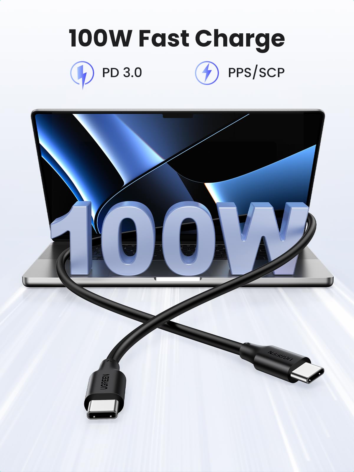 Foto 2 | Cable Usb C Ugreen De Carga Rápida De 100 W  Paquete De 3 Unidades Para Iphone Y Macbook - Venta Internacional.