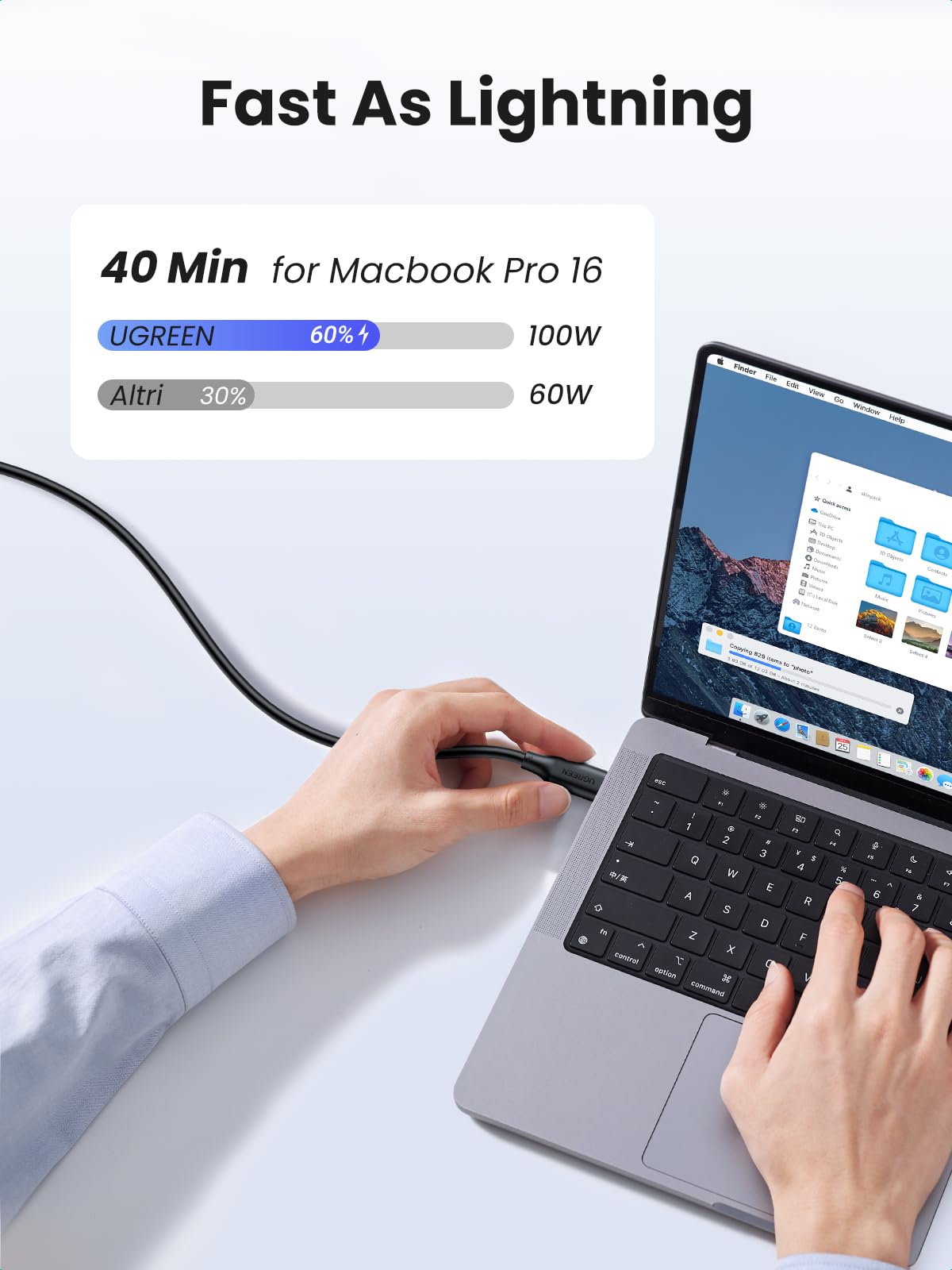 Foto 3 | Cable Usb C Ugreen De Carga Rápida De 100 W  Paquete De 3 Unidades Para Iphone Y Macbook - Venta Internacional.