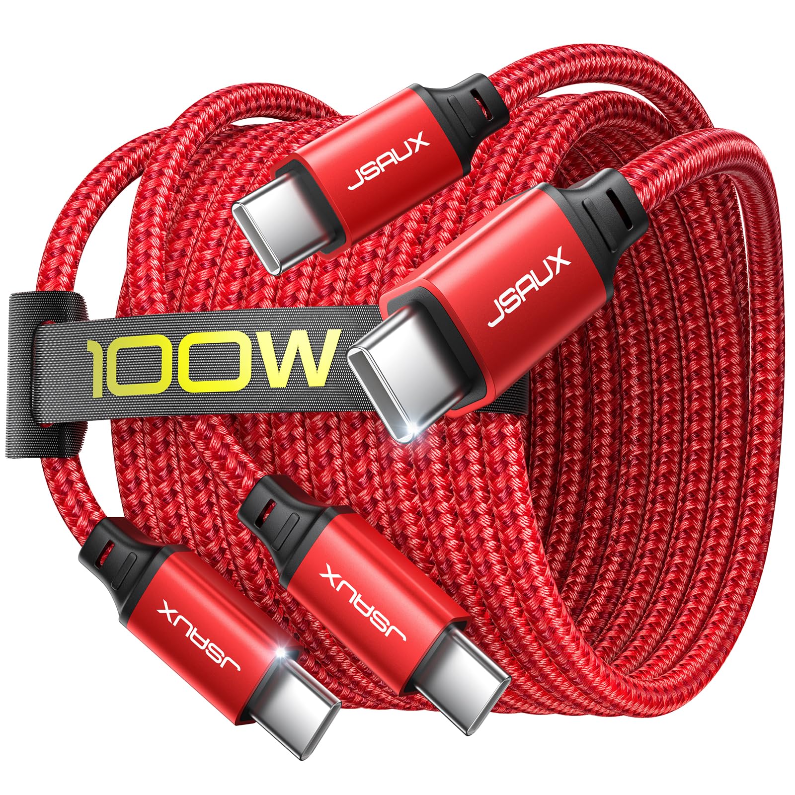 Cable Usb C A Usb C Jsaux De Carga Rápida De 100 W  Paquete De 2 M  Rojo - Venta Internacional. $559